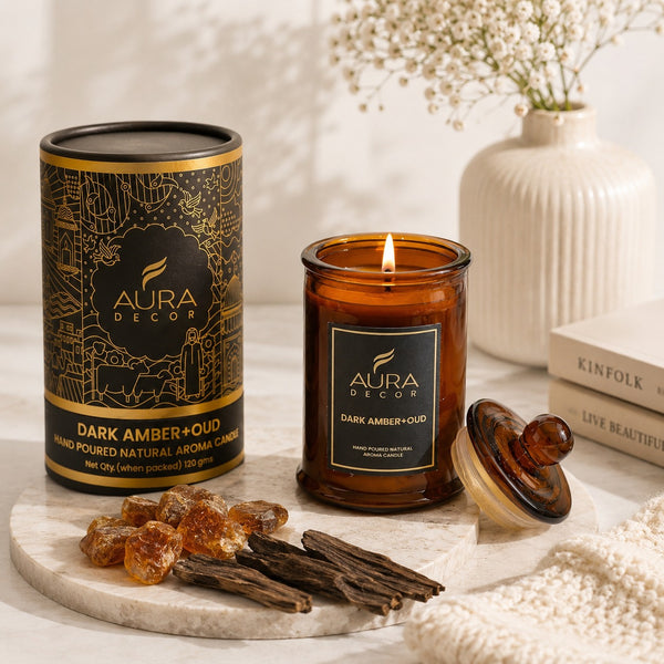 AuraDecor Scented Tomb Lid Jar Candle || Amber jar || Gift Set ||
