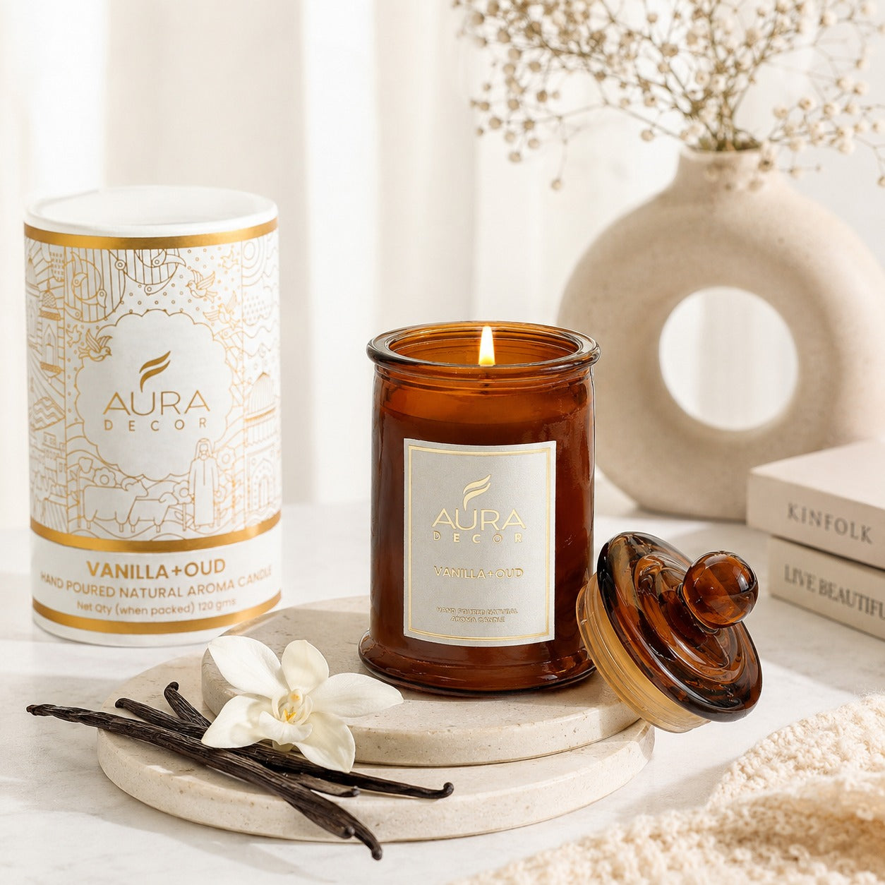 AuraDecor Scented Tomb Lid Jar Candle || Amber jar || Gift Set ||