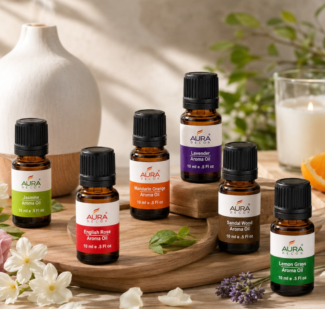 AuraDecor Set of 6 Highly Fragrance Aroma therapy Oils (10 ml Each)