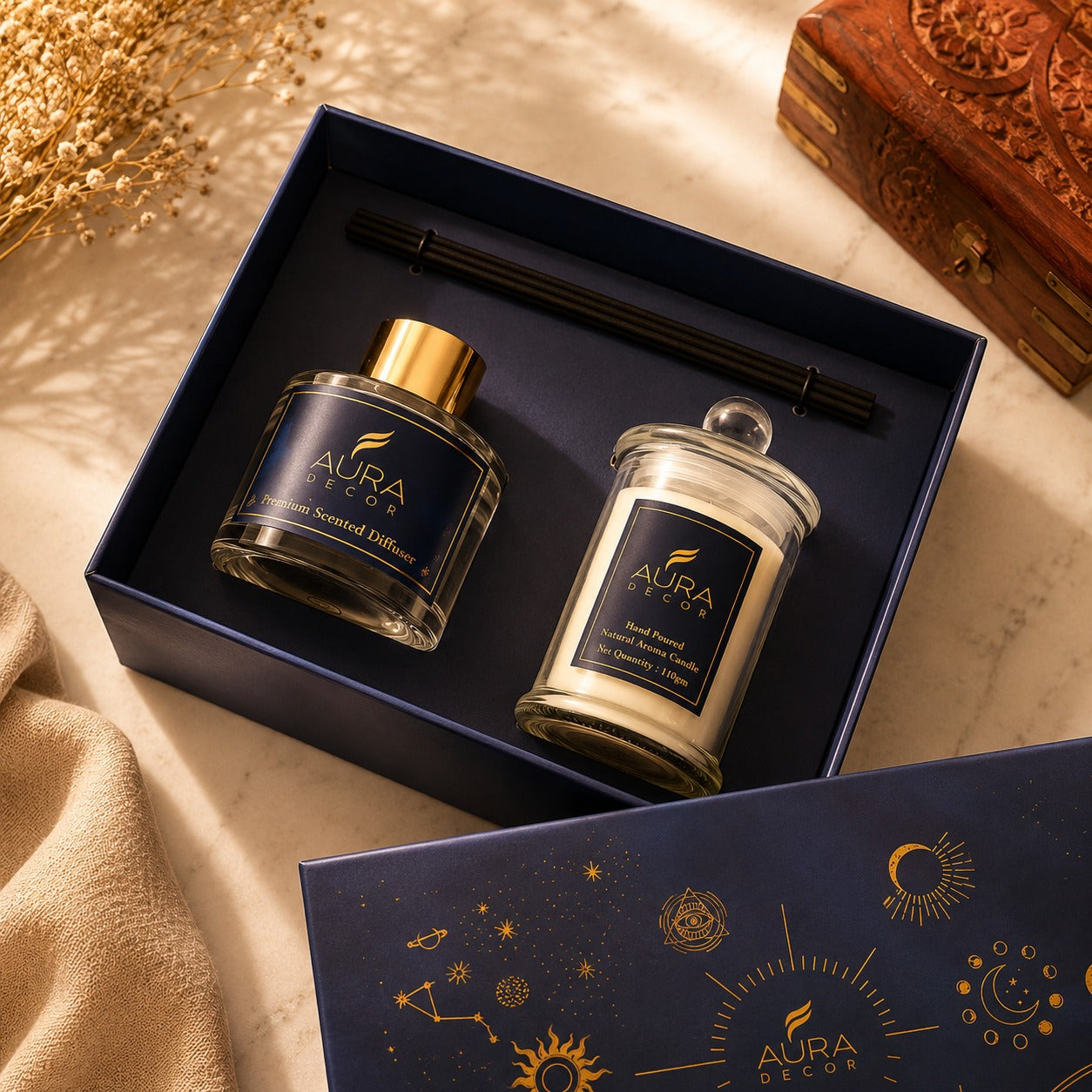 AuraDecor Blue Premium Reed Diffuser Gift Set ||Aroma Diffuser ||