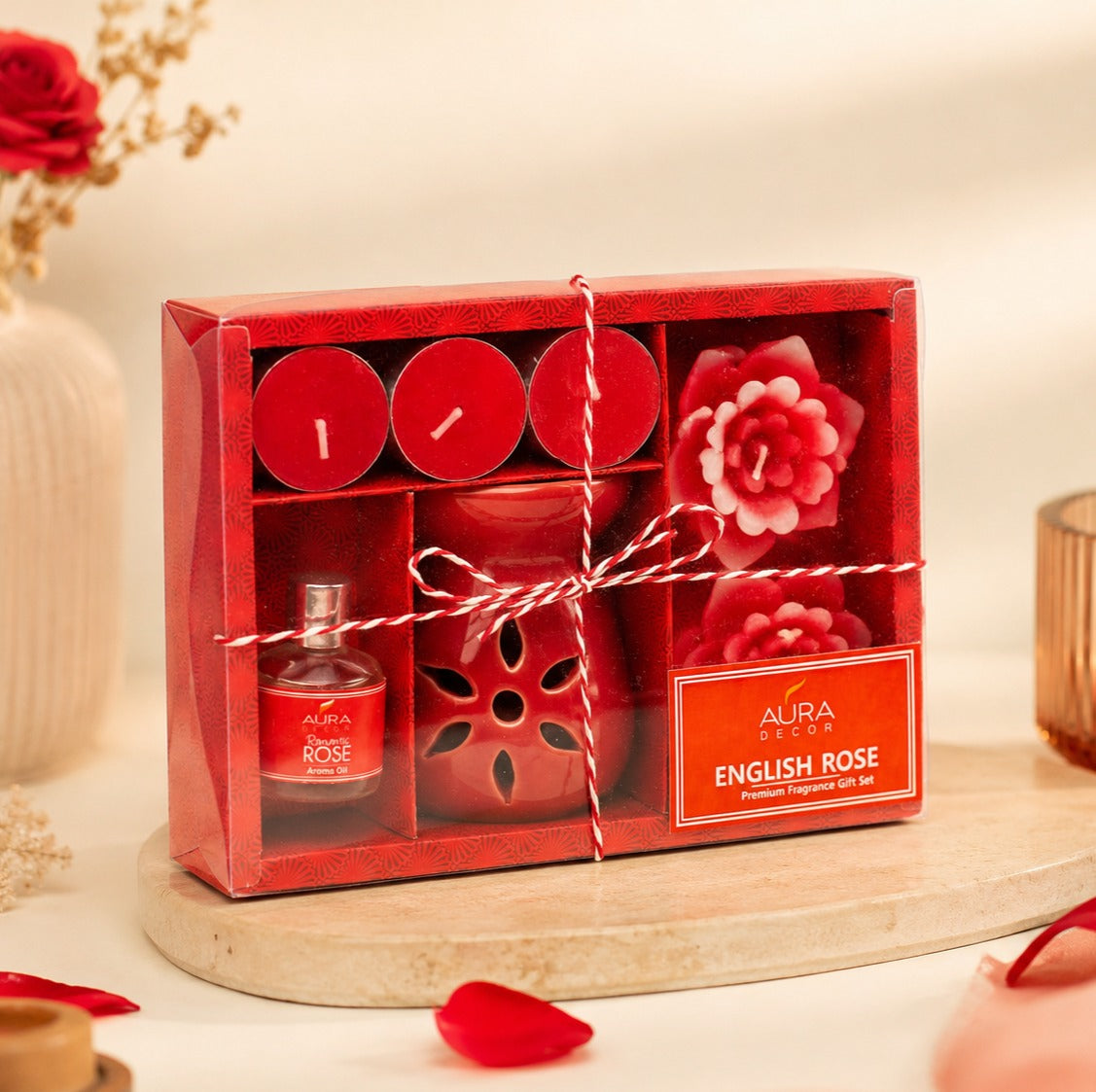 Aromatherapy Diffuser Gift Set with 4 Tealights & 2 Aroma Oil & 2 Floating Candles (GS-11)