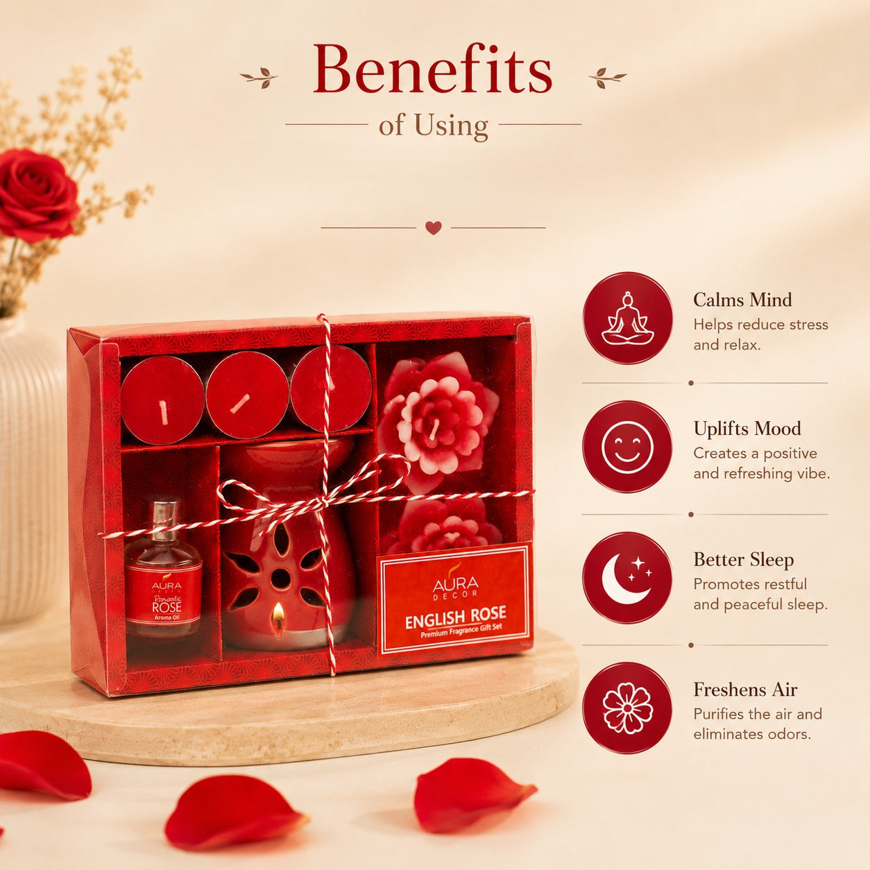 Aromatherapy Diffuser Gift Set with 4 Tealights & 2 Aroma Oil & 2 Floating Candles (GS-11)