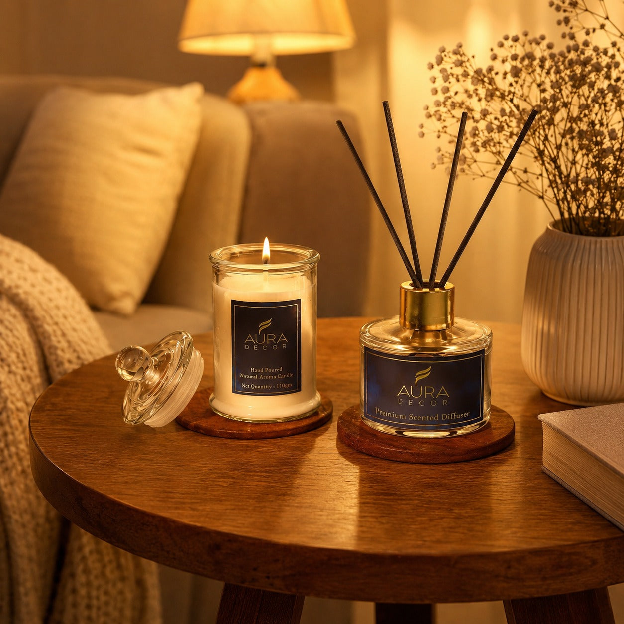 AuraDecor Blue Premium Reed Diffuser Gift Set ||Aroma Diffuser ||