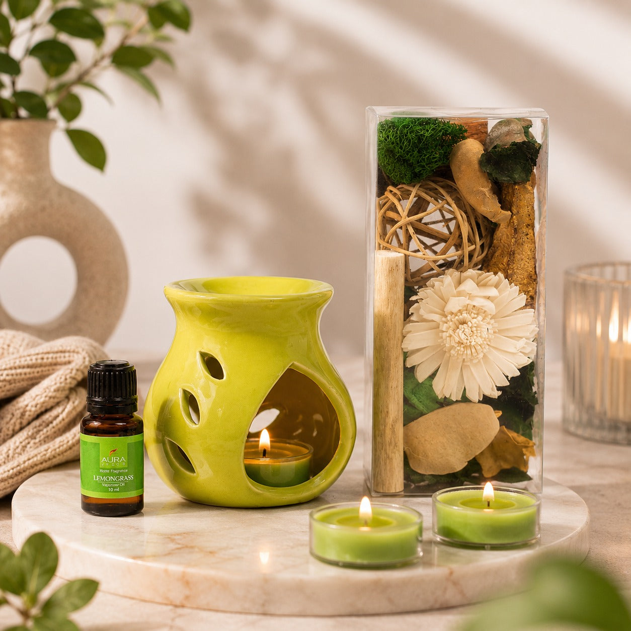 Bulk Buy AuraDecor Gift Set New ( GS-16 ) ( Diffuser , Fragrance, Potpourri & 2 Tealights ) MOQ 20 Sets