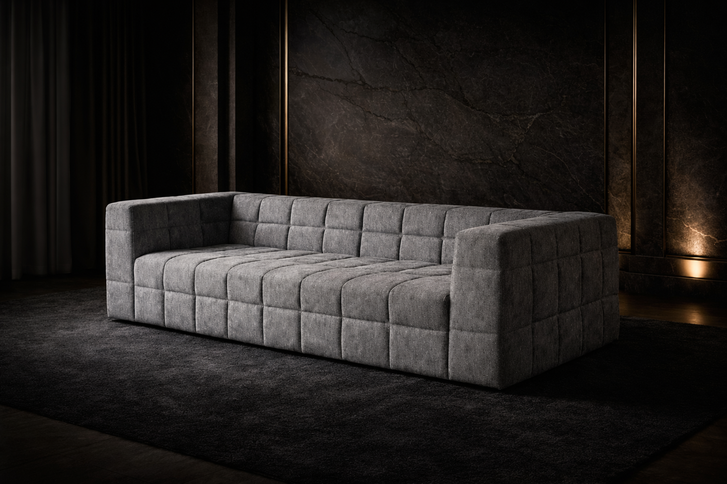 Auradecor Elara Compressed 3‑Seater Sofa Ecological Alpaca Wool, High‑Density Sponge