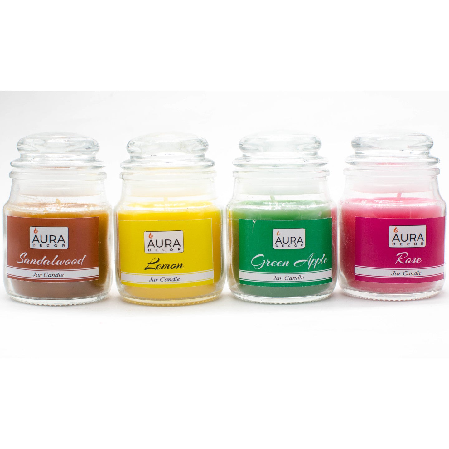 AuraDecor Set of 4 Highly Fragrance Jar Candle Burning Time 30 Hours Each