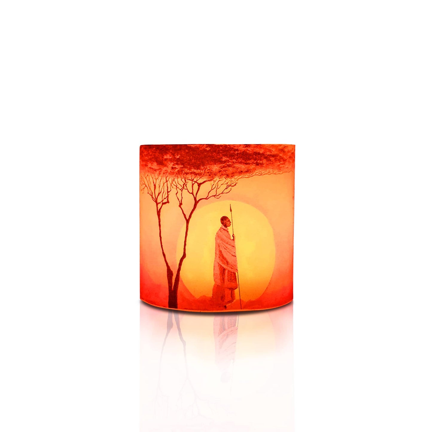 AuraDecor 4*4 Inch White Hollow Cylinderical Candle ( Monk Design Night Glow )