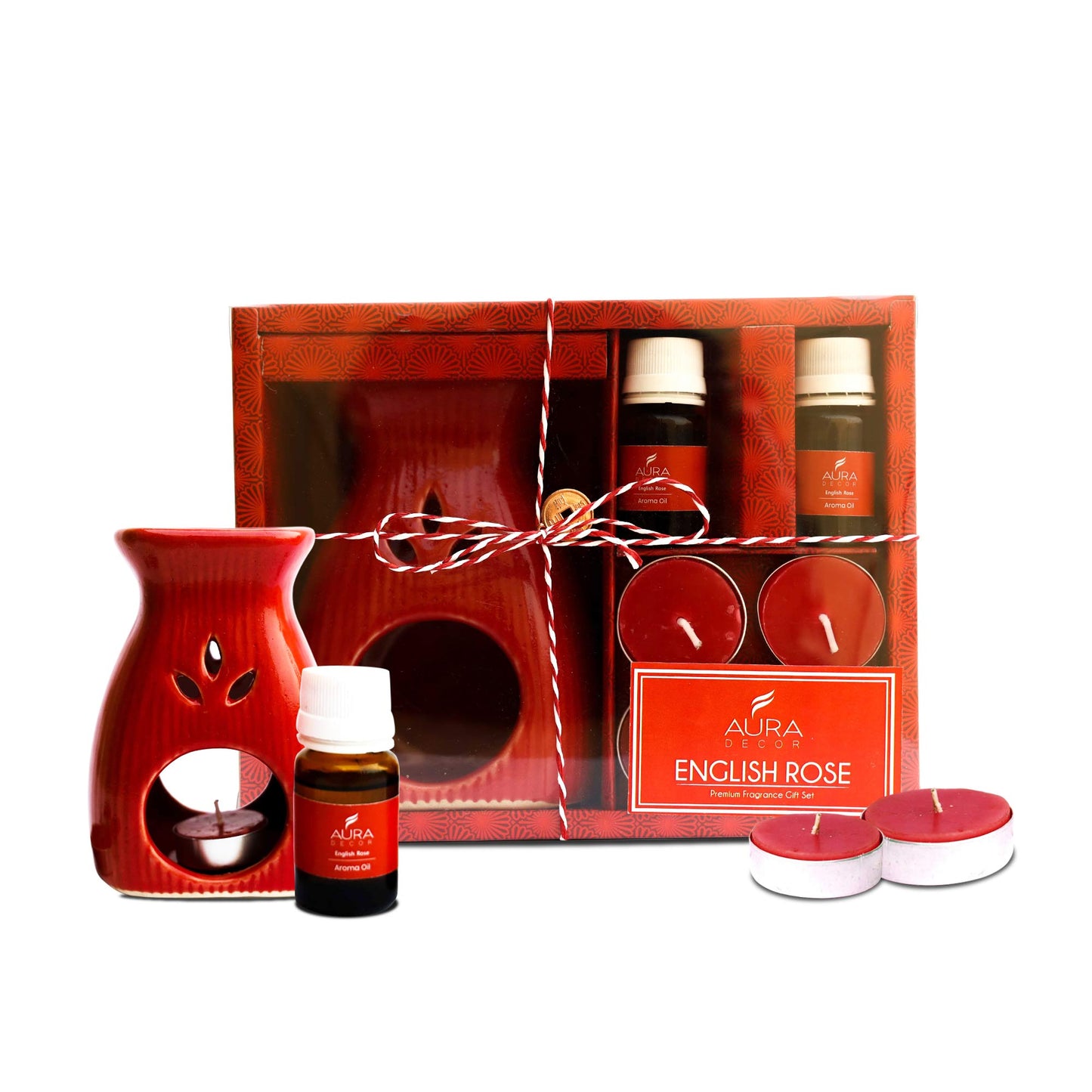 AuraDecor Aromatherapy Diffuser Gift Set with 4 Tealights & 2 Aroma Oil