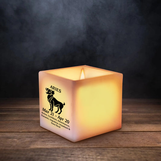 Zodiac Hororscope Square Hollow Candles 3*3*3 inch  ( With a Tealight Candle Free )