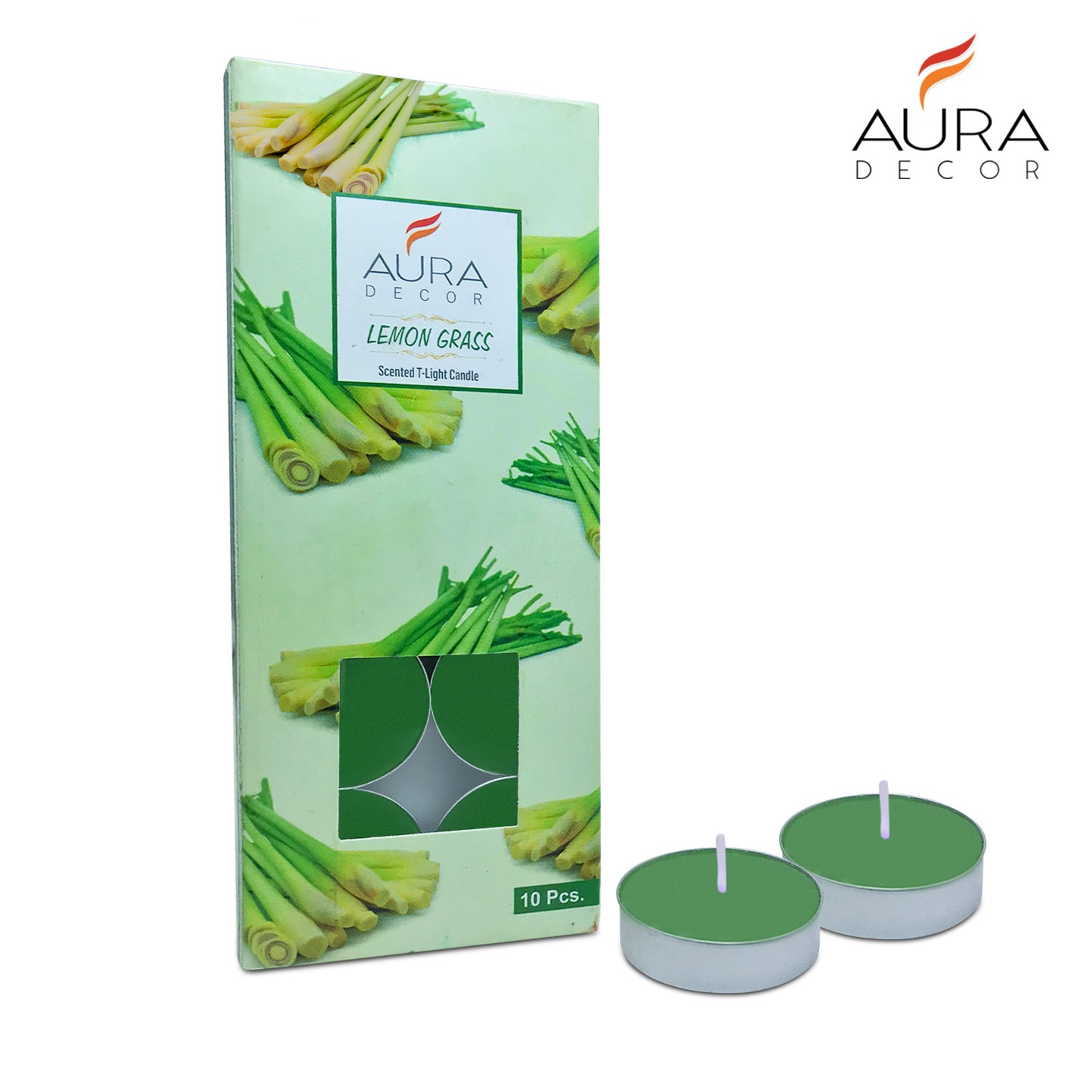 AuraDecor Pack of 10 Tealight ( Lemon Grass Fragrance )