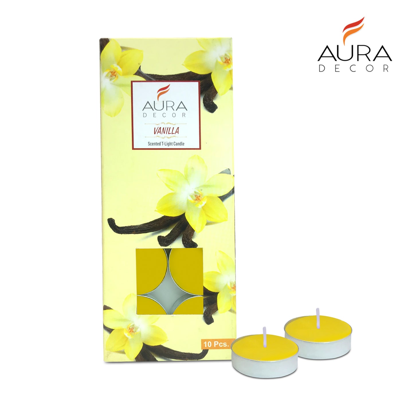 AuraDecor Pack of 10 Tealight ( Vanilla Fragrance )