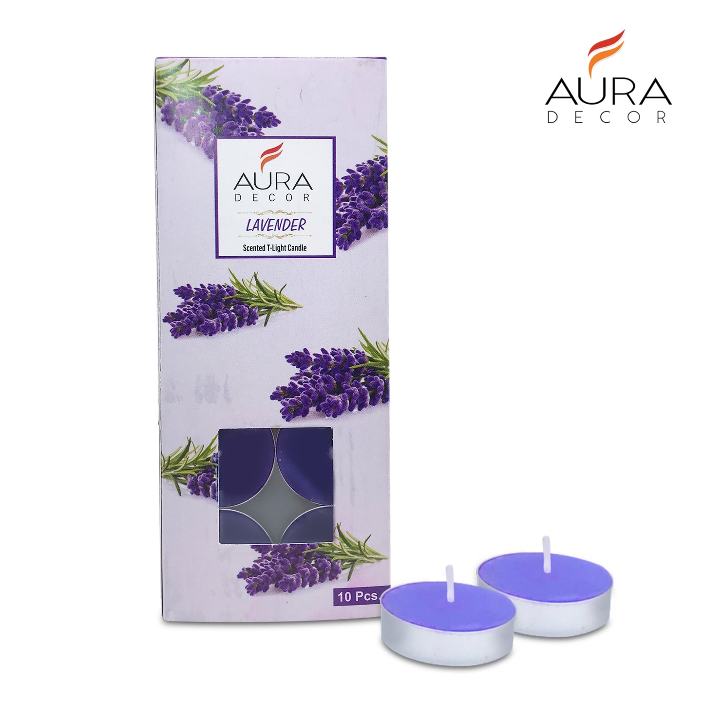AuraDecor Pack of 10 Tealight ( Lavender Fragrance )