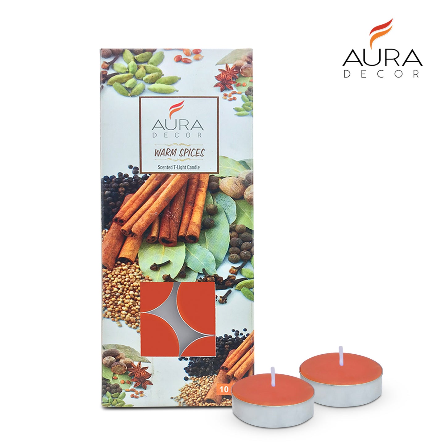 AuraDecor Pack of 10 Tealight ( Warm Spices Fragrance )