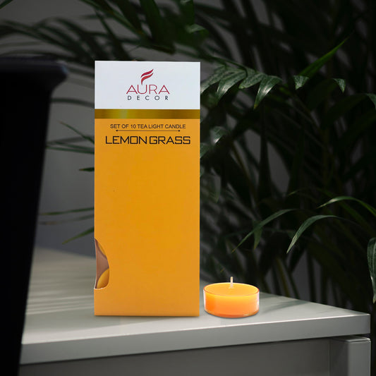 AuraDecor Fragrance LemonGrass Shape Tealight ( Pack of 10 )
