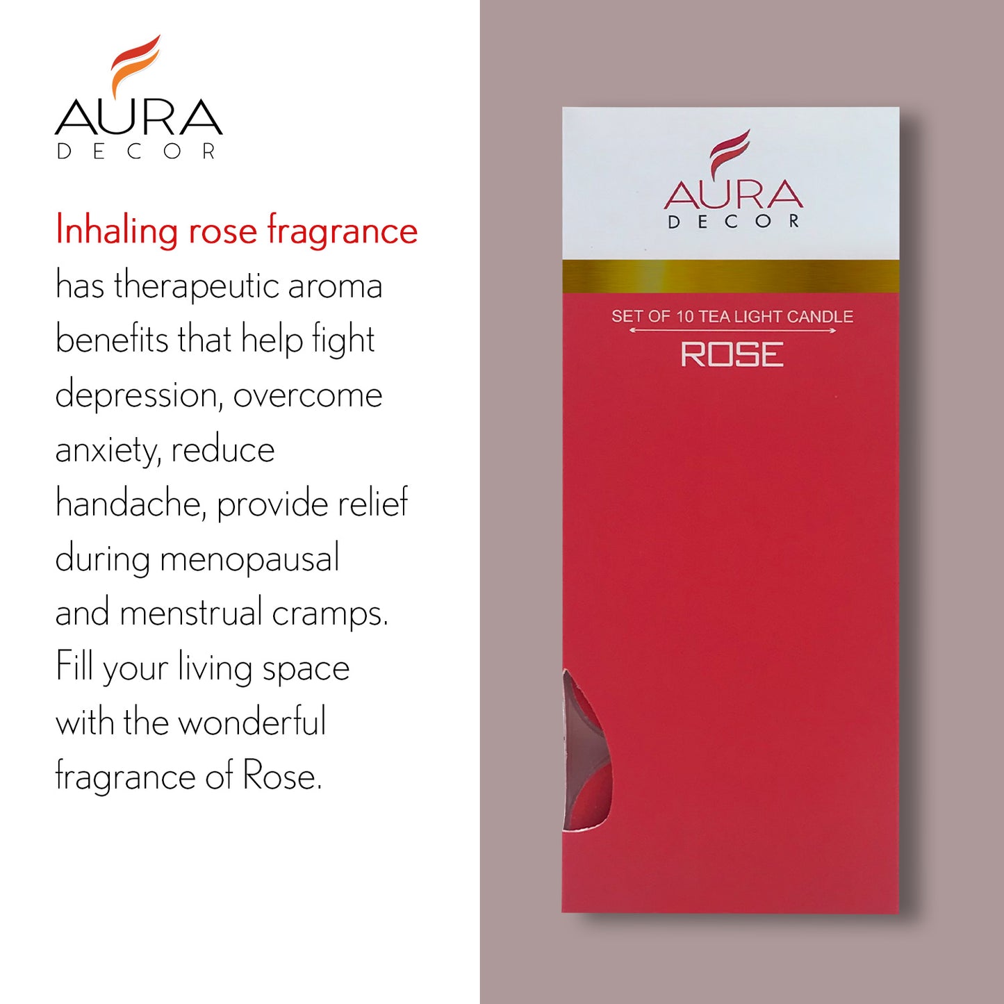 AuraDecor Fragrance Rose  Tealight ( Pack of 10 )