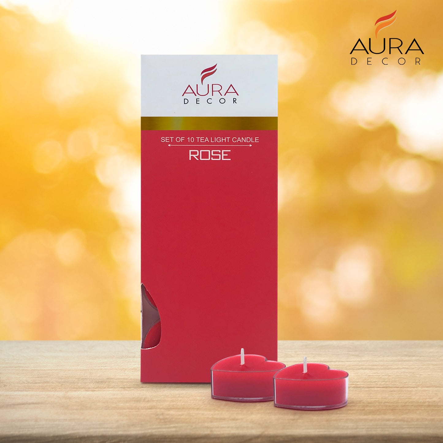 AuraDecor Fragrance Rose Heart Shape Tealight ( Pack of 10 )