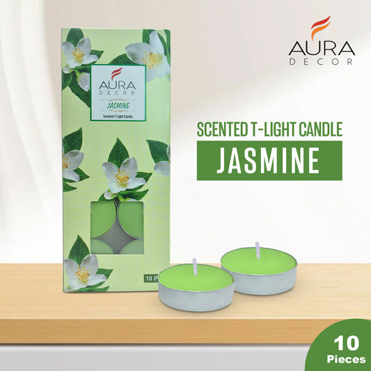 AuraDecor Pack of 10 Tealight ( Jasmine Fragrance )