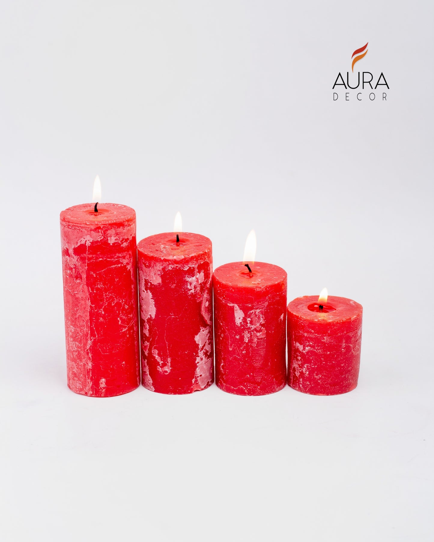 Set of 4 Pillar Candles (Marble Finish) (Strawberry Finish )