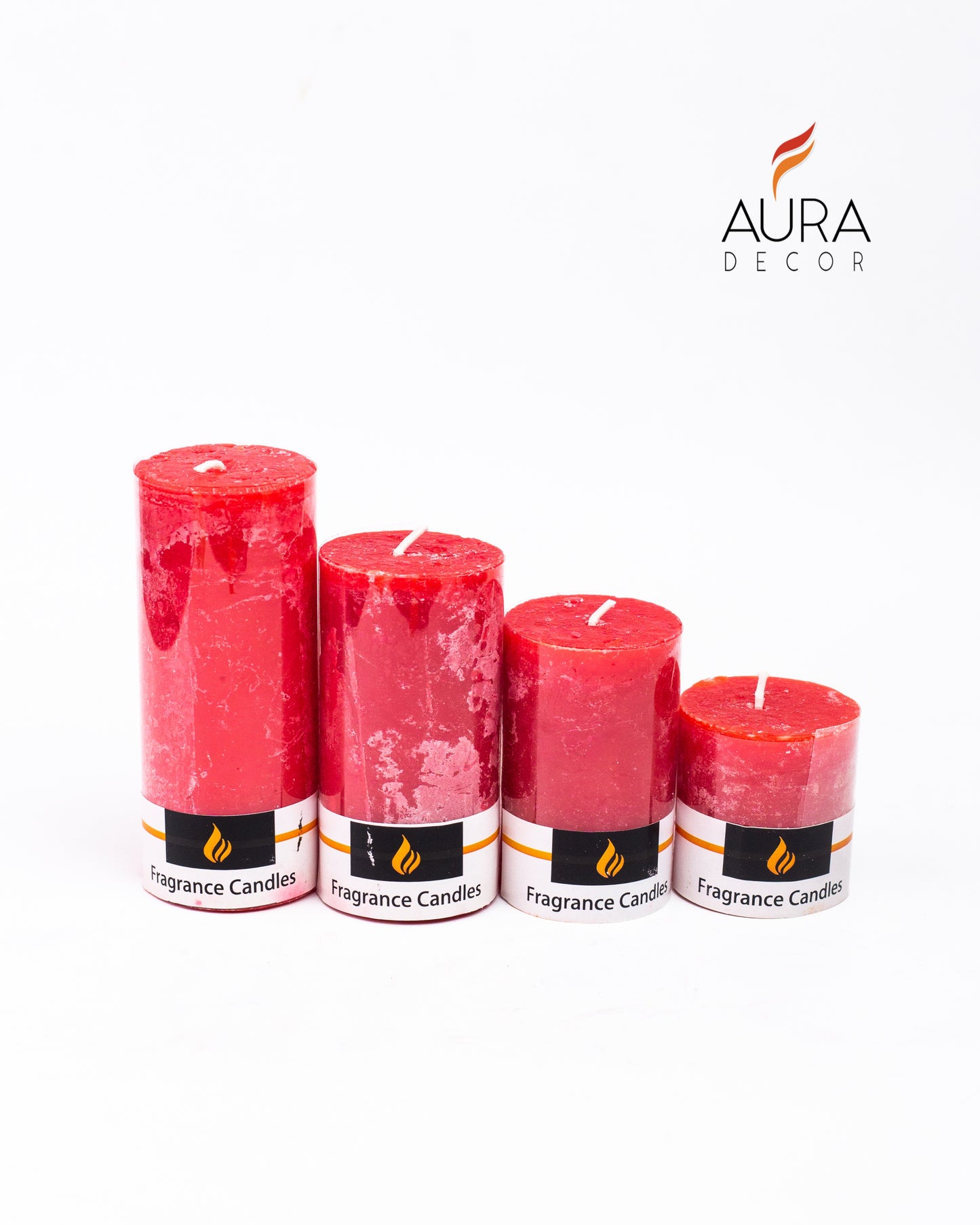 Set of 4 Pillar Candles (Marble Finish) (Strawberry Finish )
