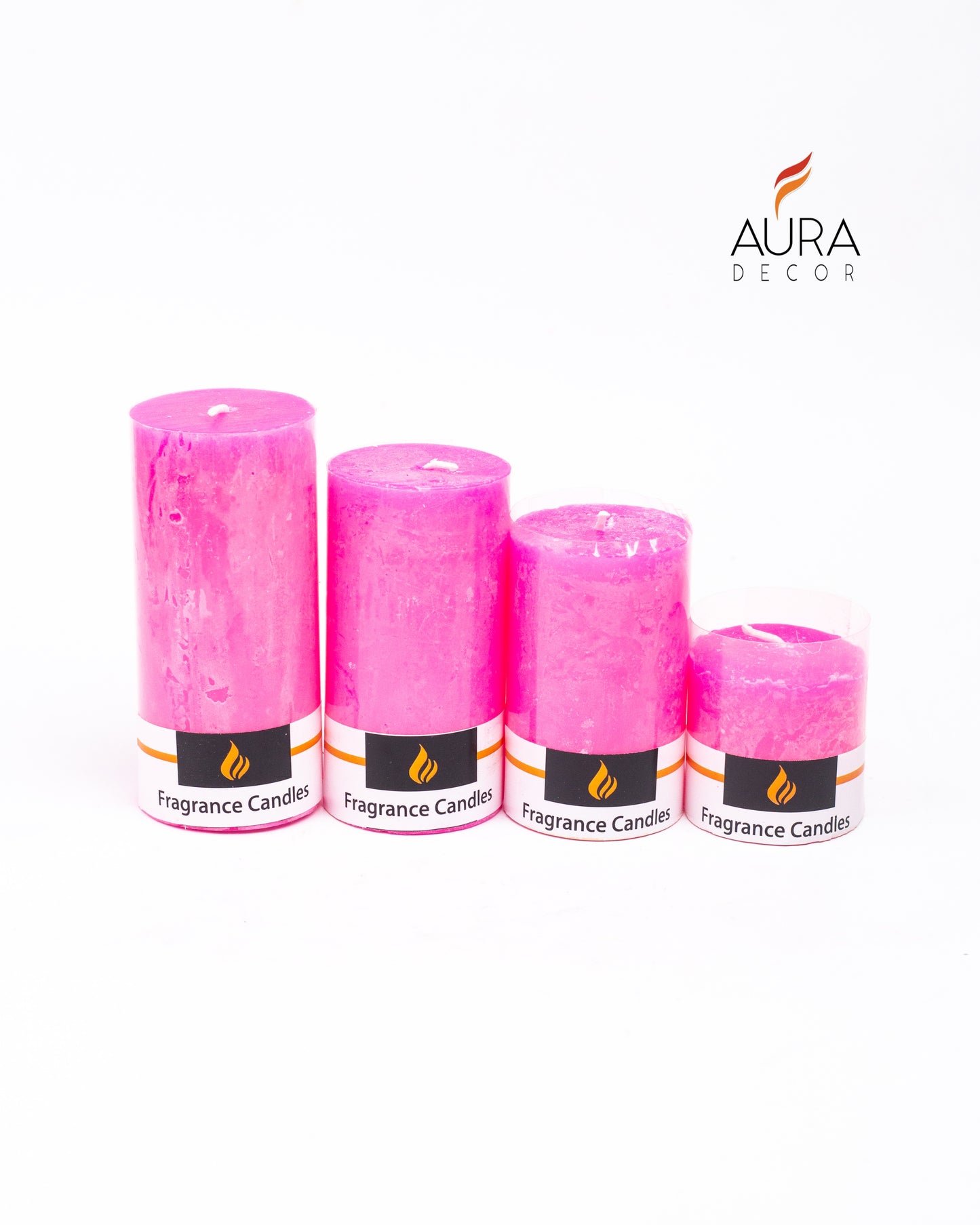 Set of 4 Pillar Candles (Marble Finish) ( Rose Fragrance )