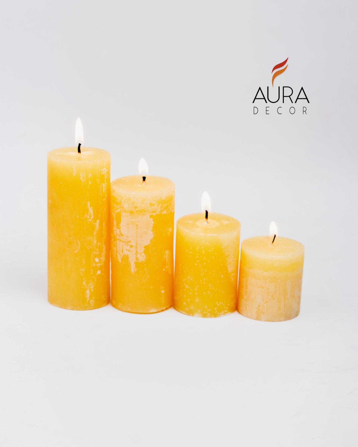 Set of 4 Pillar Candles (Marble Finish, Vanilla Fragrance )