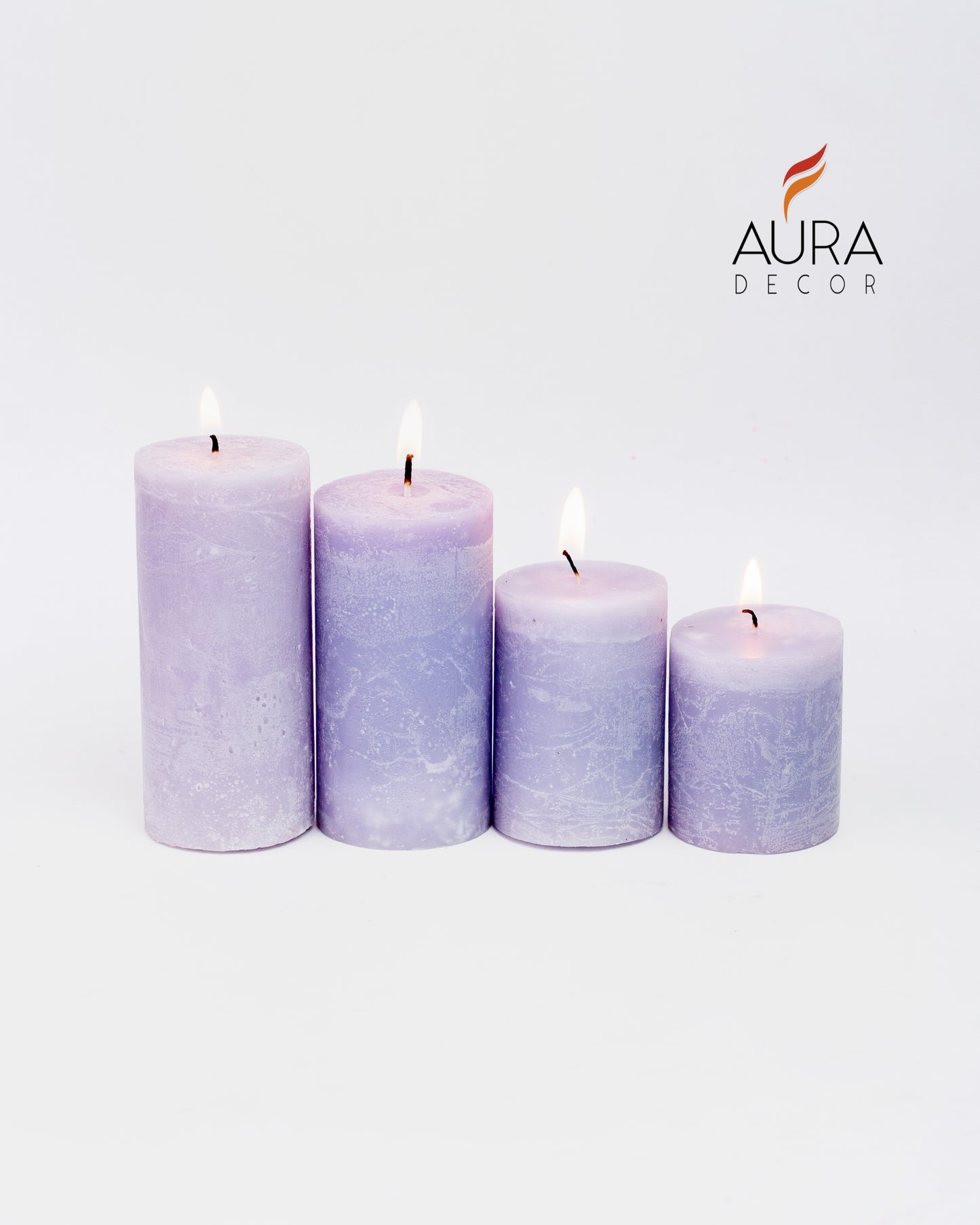 AuraDecor Set of 4 Pillar Candles (Marble Finish) Sea Breeze Fragrance