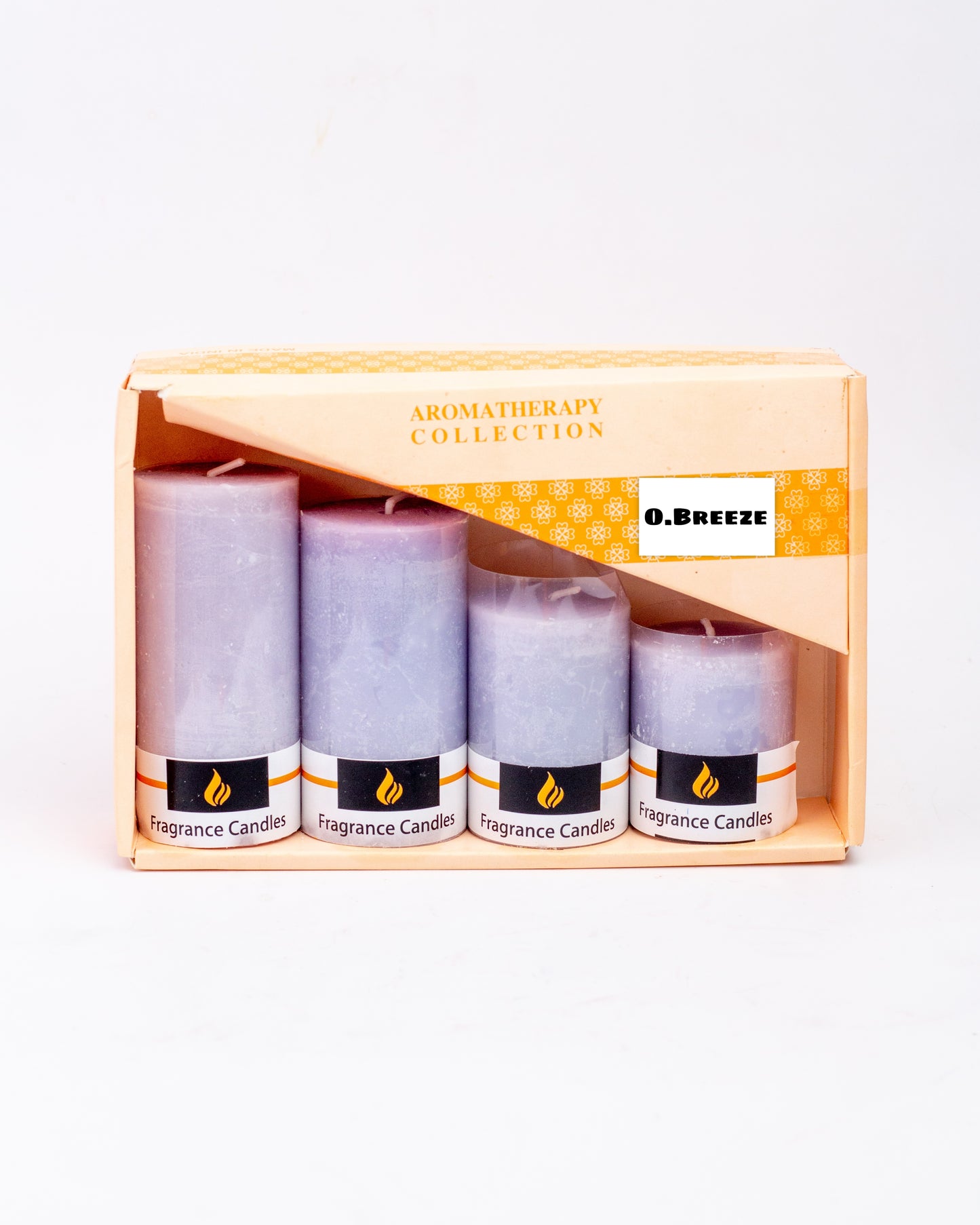 Set of 4 Pillar Candles (Marble Finish) ( Sea Breeze Fragrance )