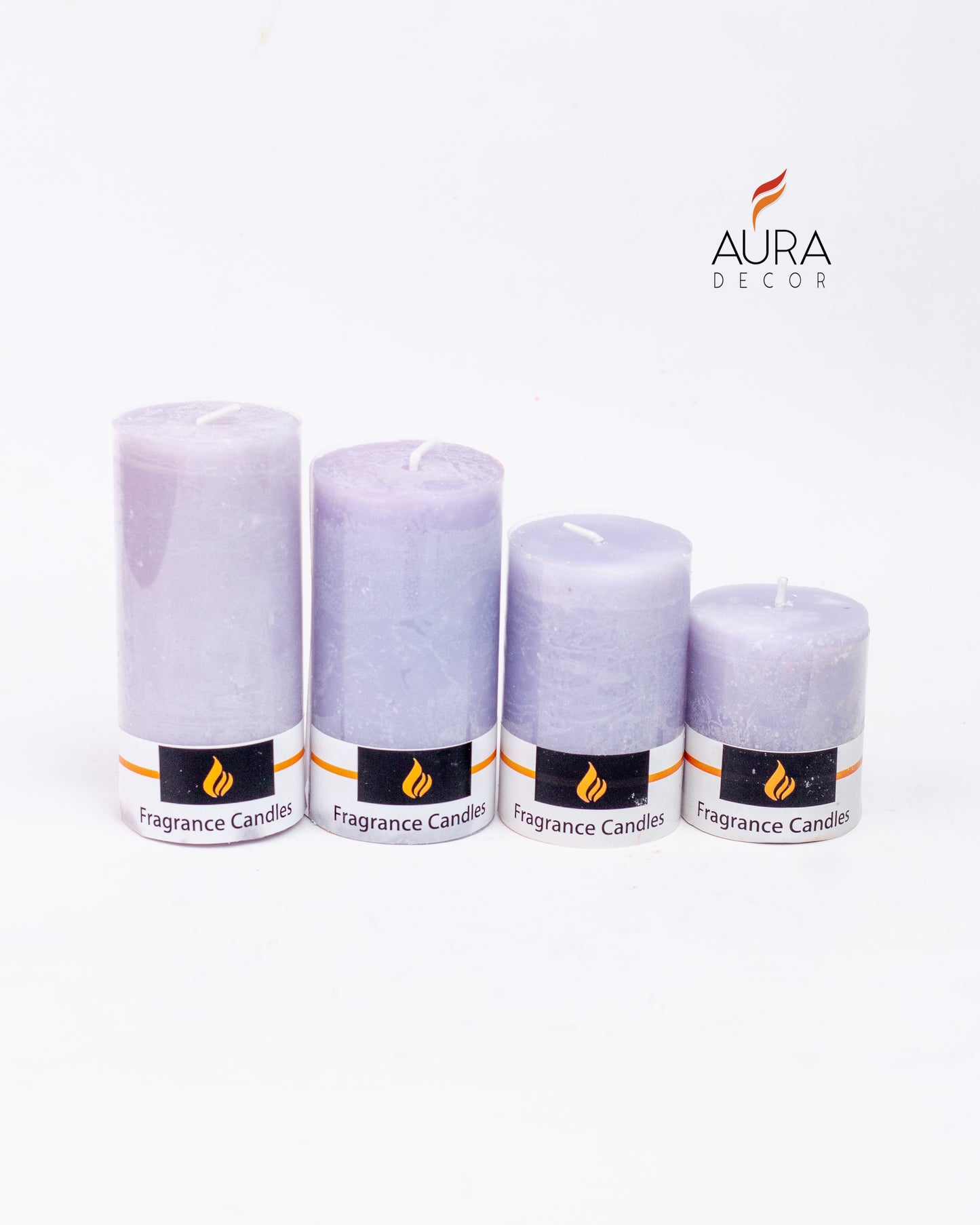 AuraDecor Set of 4 Pillar Candles (Marble Finish) Sea Breeze Fragrance