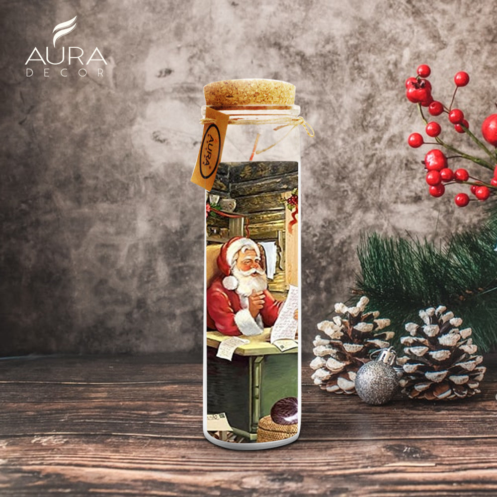 AuraDecor Unscented Church Jar Candle Christmas(Santa ReadBook Candle)