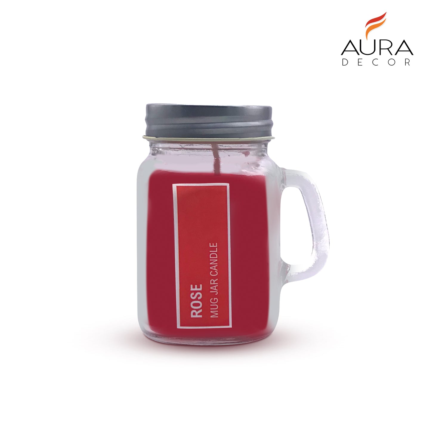 AuraDecor Mug Jar Candle ( Rose Fragrance )