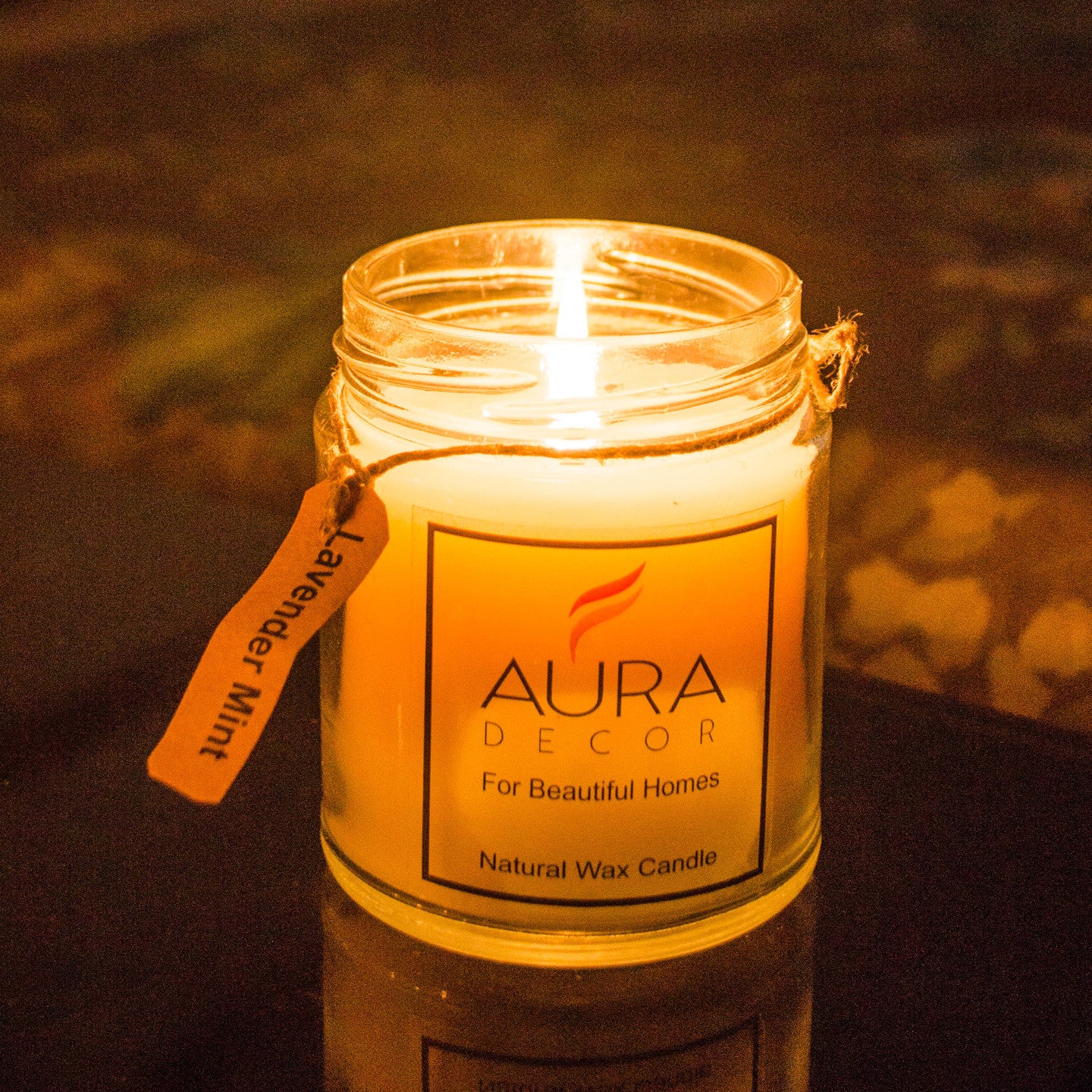 Natural Jar Candle Lavender & Mint Fragrance ( Soy Wax ) - auradecor.co.in