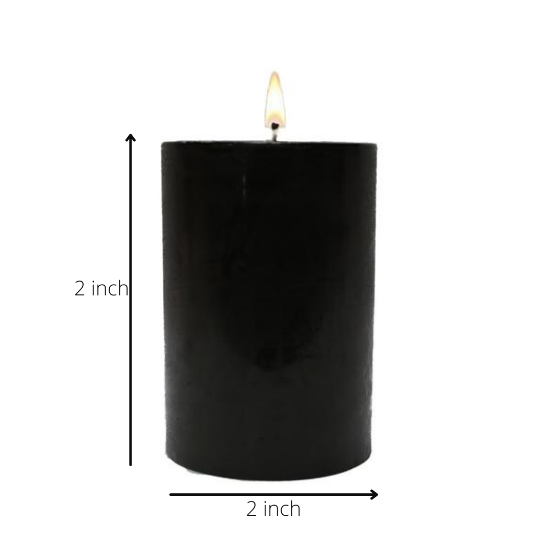 AuraDecor Set of 6  Black Pillar Candles 2*2 inch Each