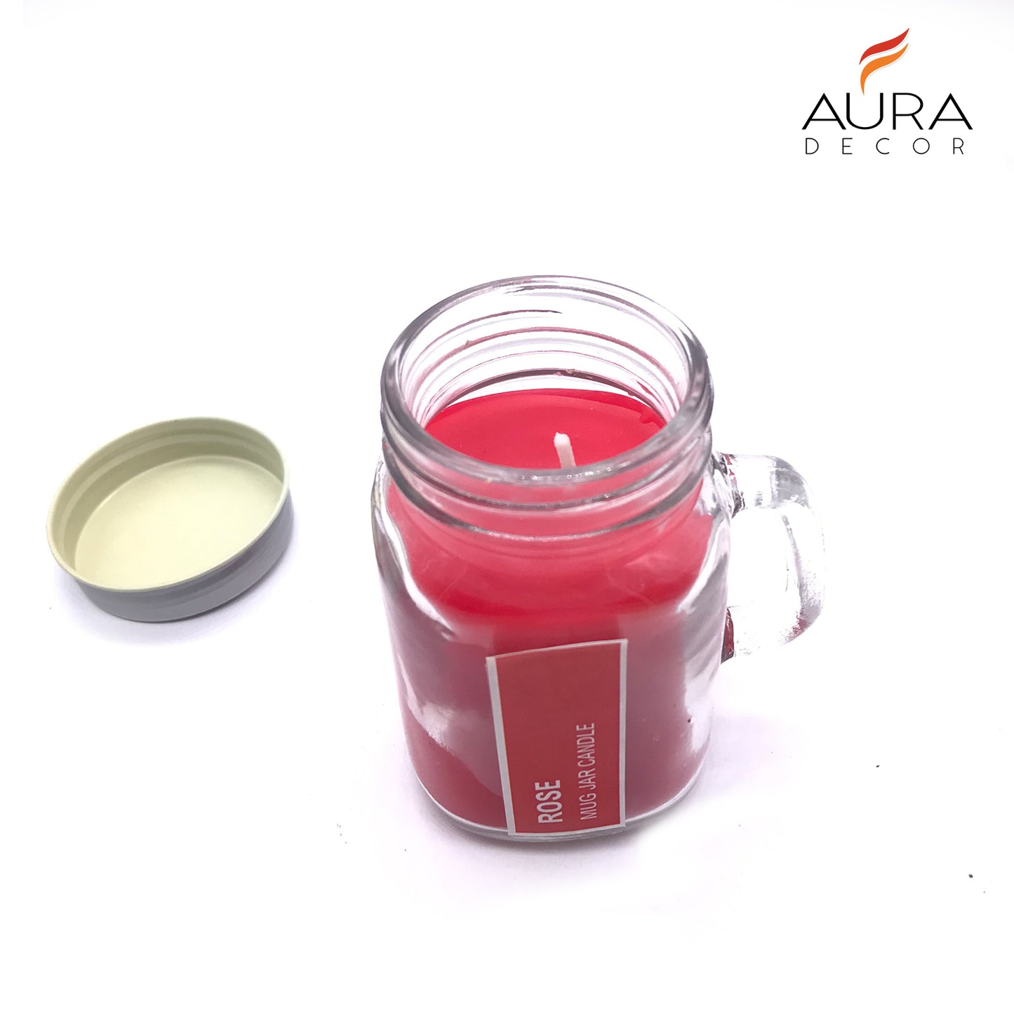 AuraDecor Mug Jar Candle ( Rose Fragrance )