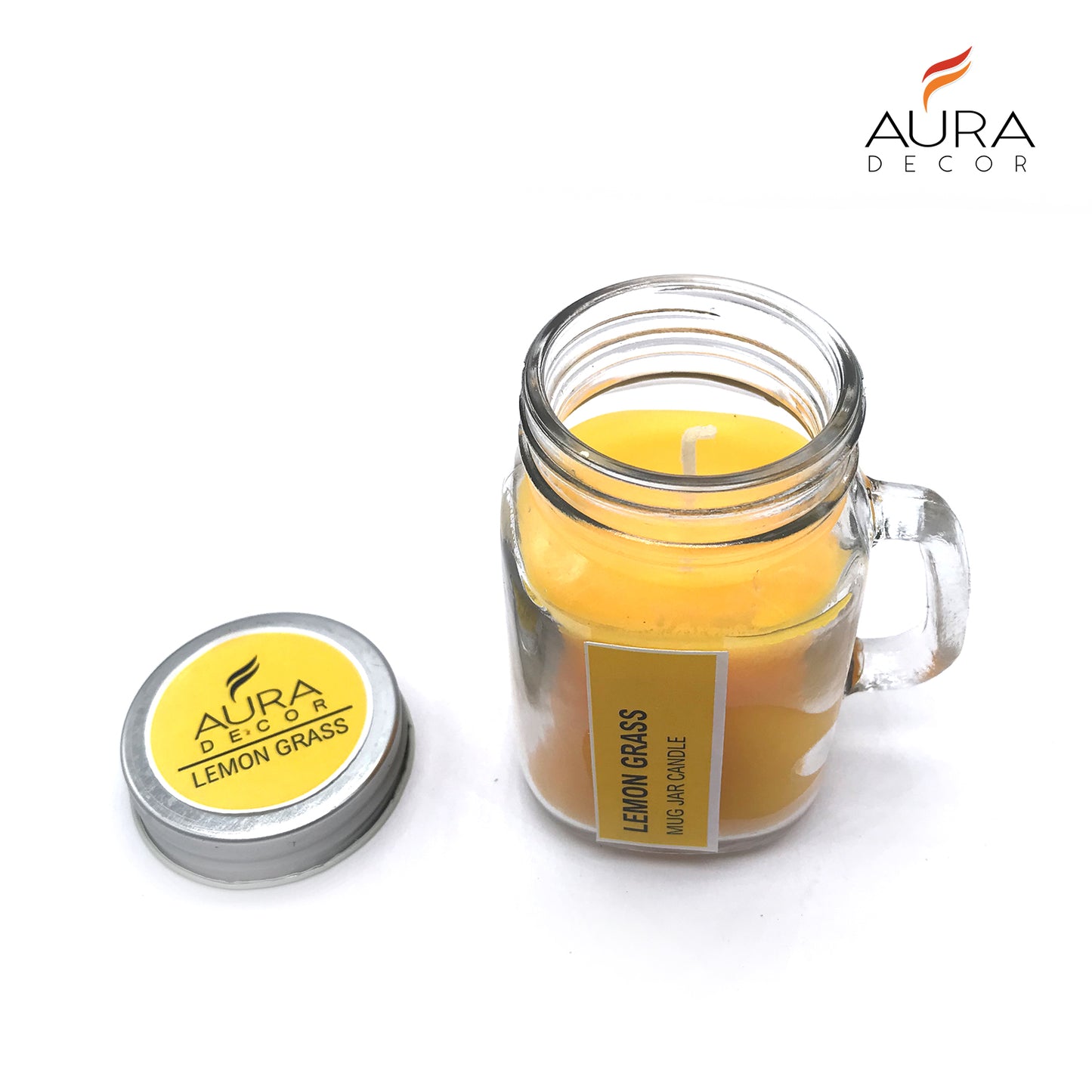 AuraDecor Mug Jar Candle ( Lemon Grass Fragrance )