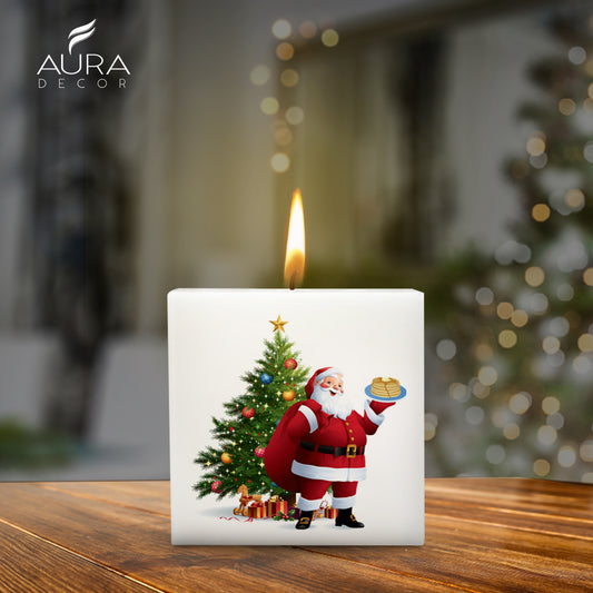 AuraDecor Square Christmas Candle ( 3*3*3 Inch ) Unscented