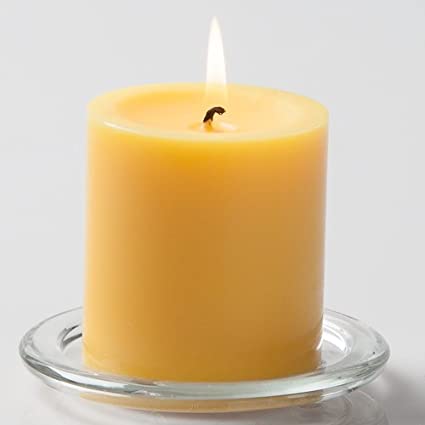 AuraDecor 3*3 Yellow Vanilla Scent Pillar Candle