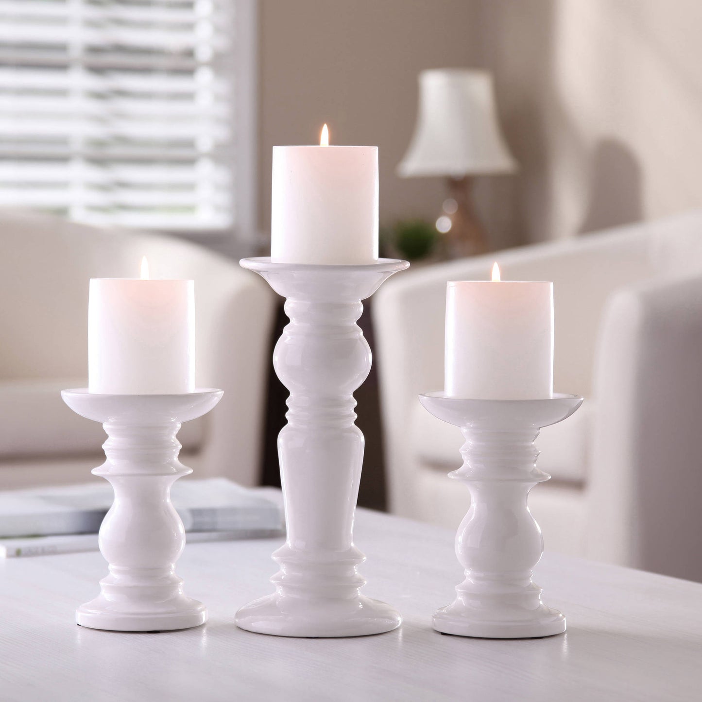 AuraDecor 3 inch & 4 inch Dia White Unscented Pillar Candle ( 3 inch Dia & 4 Inch )