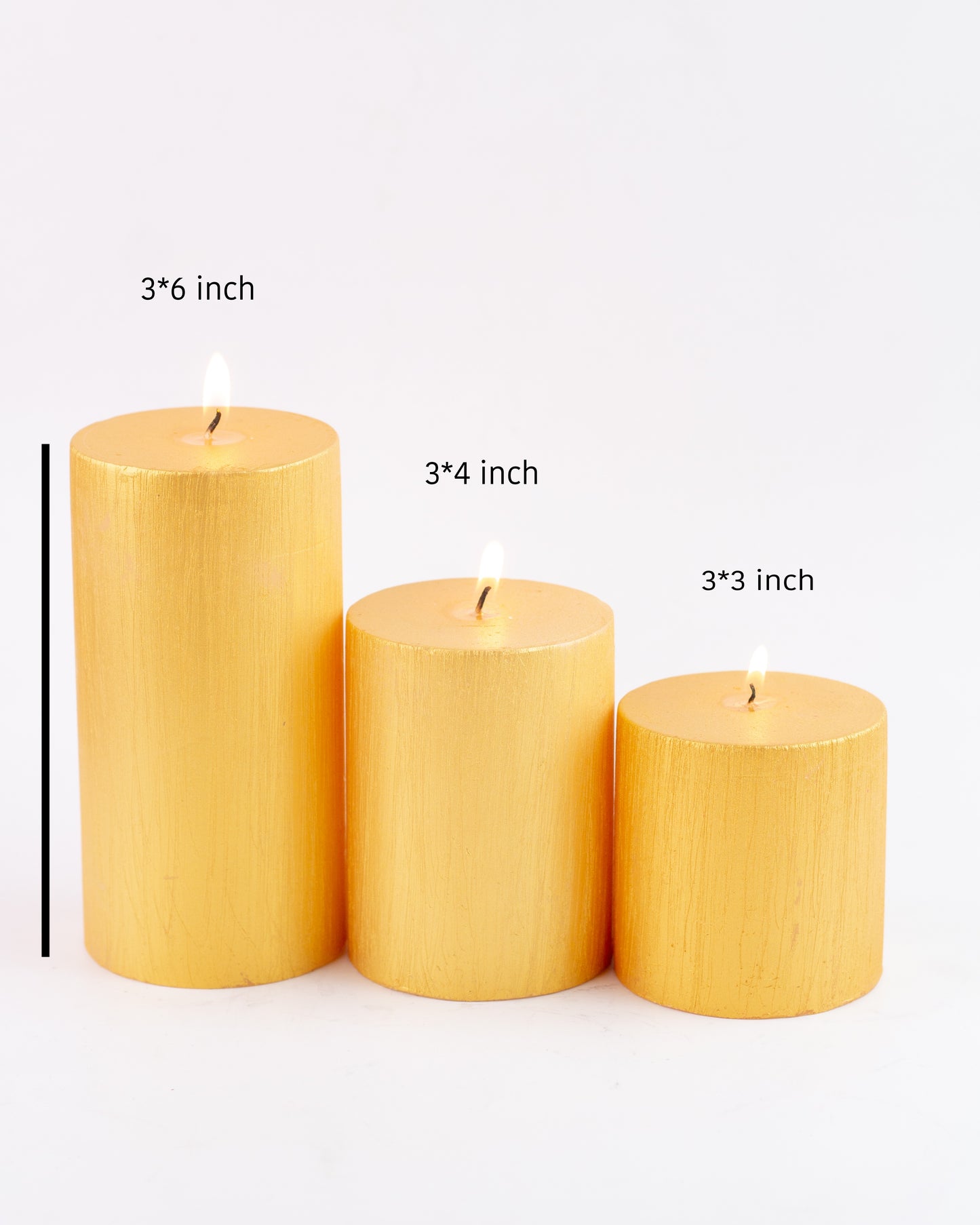 Set of 3 Gold Pillar Candles