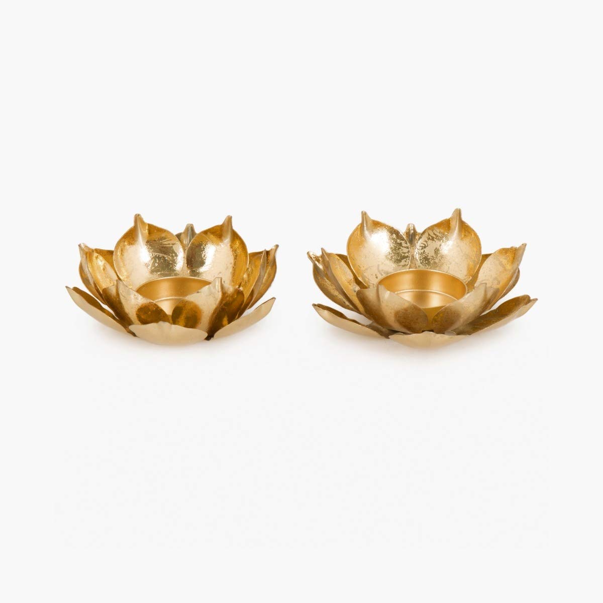 Lotus Shape Tealight Holder Gift Set of 2 - auradecor.co.in