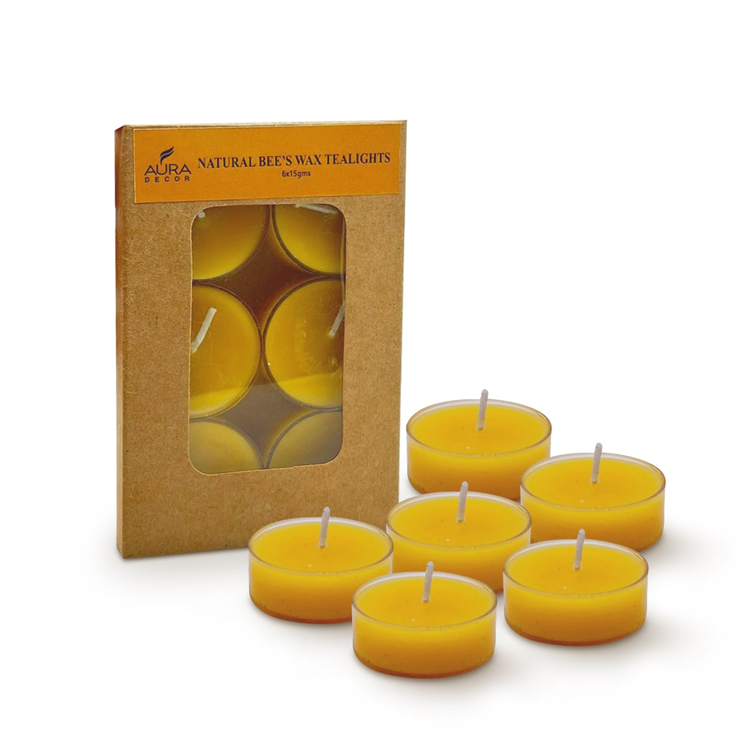 Bulk Buy Master Pack of Bees Wax Tealight ( 100% Pure , Organic Natural ) ( Pack of 6 Tealights ) ( Master 50 Packets )