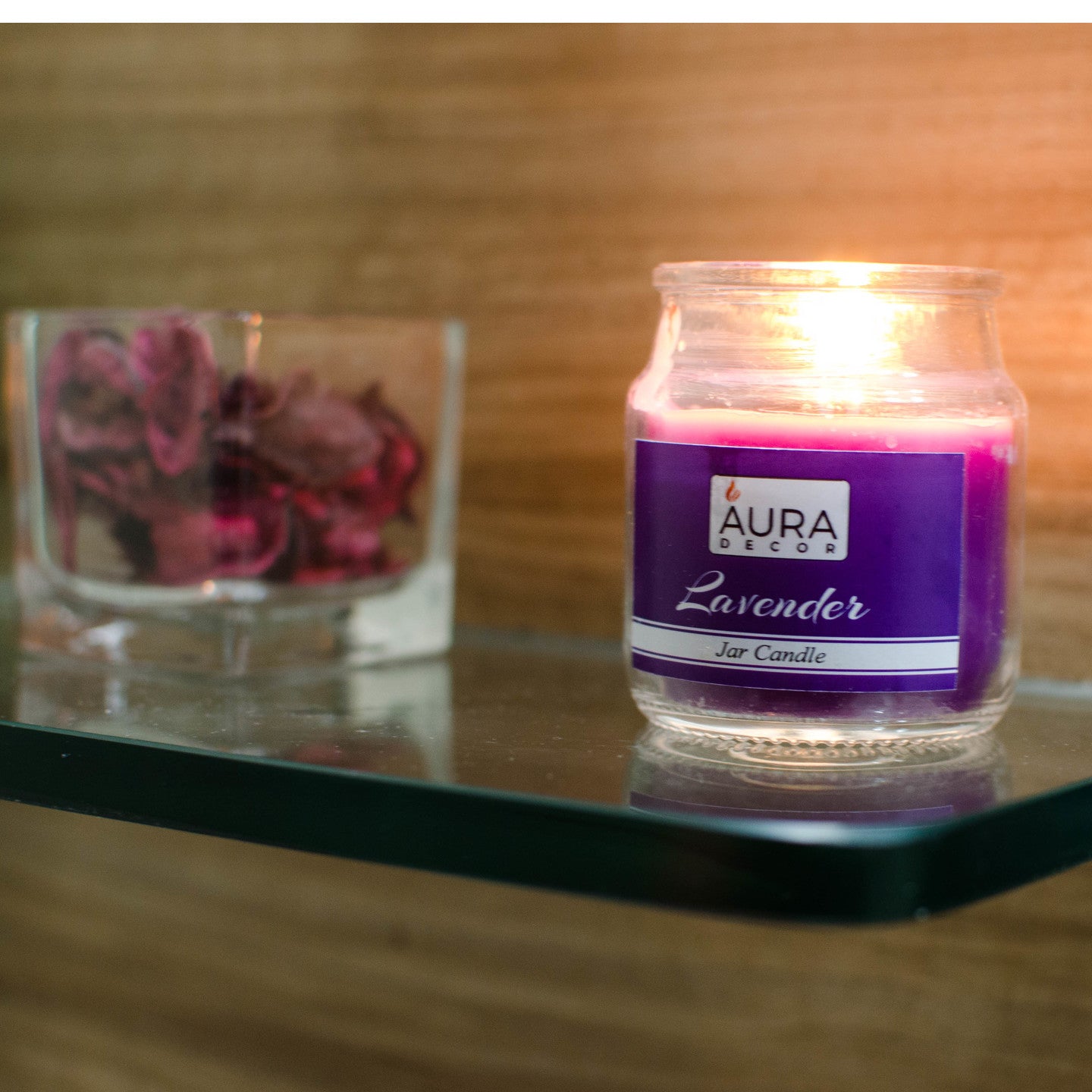 Set of 2 Highly Fragrance Jar Candles Lavender & Jasmine ( Burning Time 30 hours Each ) - auradecor.co.in