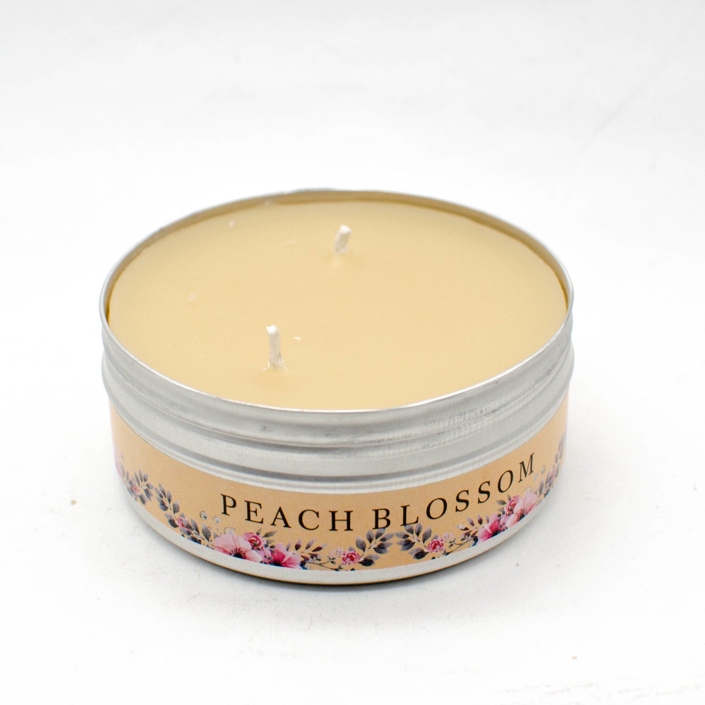 AuraDecor 2 Wick Tin Peach Blossom Fragrance Candles Burning Time 25 hours - auradecor.co.in