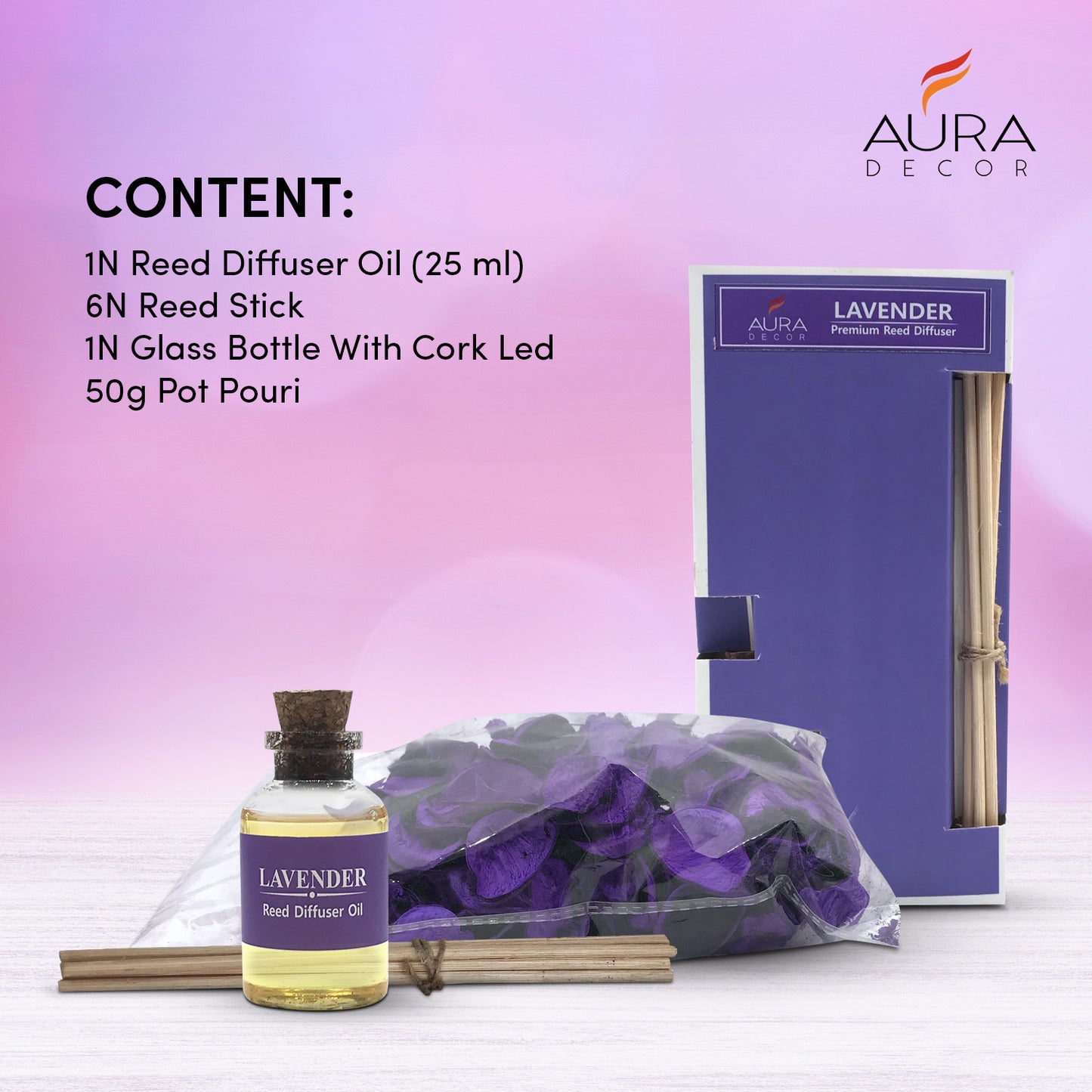 Reed Diffuser Gift Set with Potpourri ( Lavender )