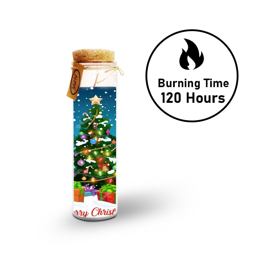 AuraDecor Unscented Church Jar Candle Christmas(Merry Christmas)
