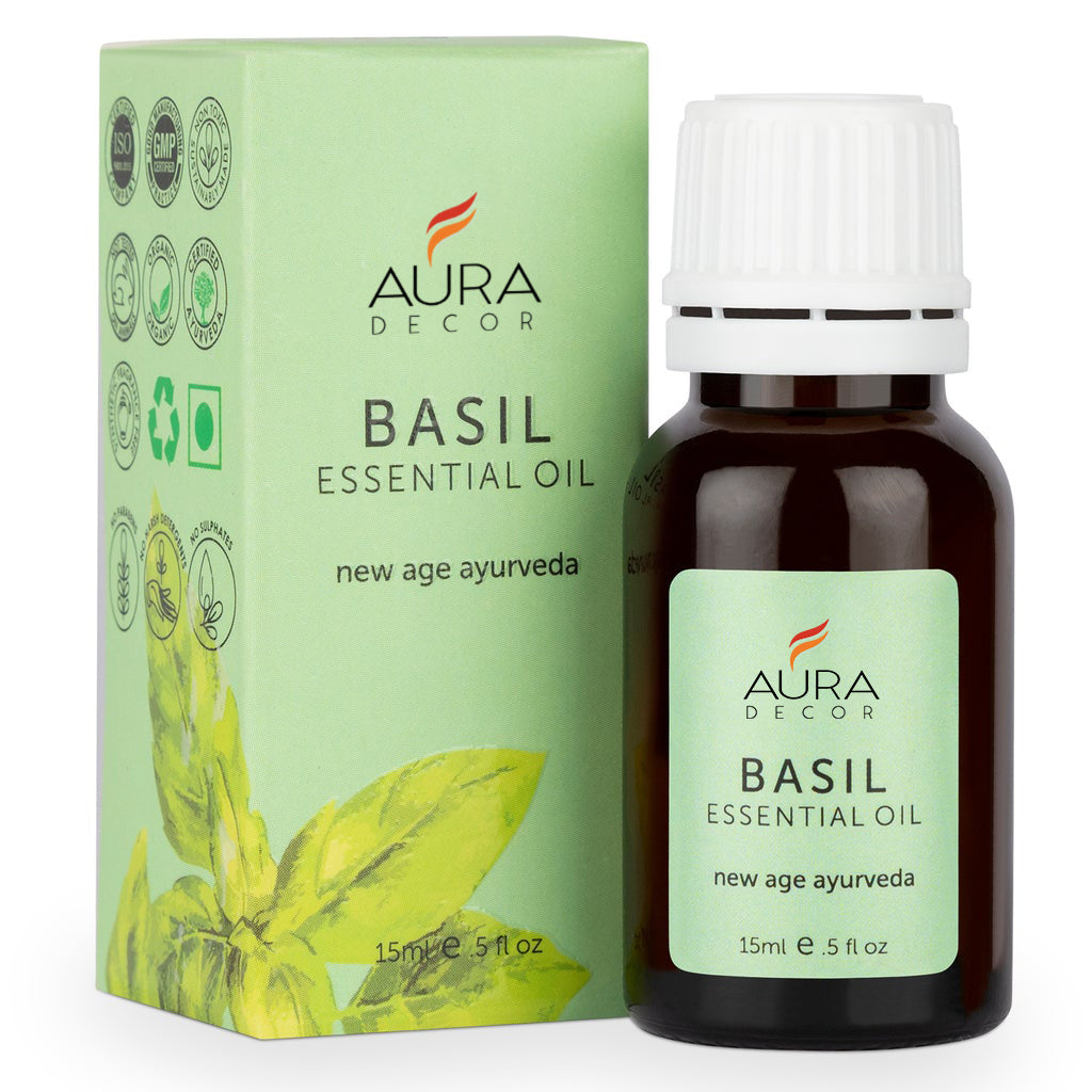 Basil Essential Oil - 15ml for Skin, Hair, Face, Acne Care