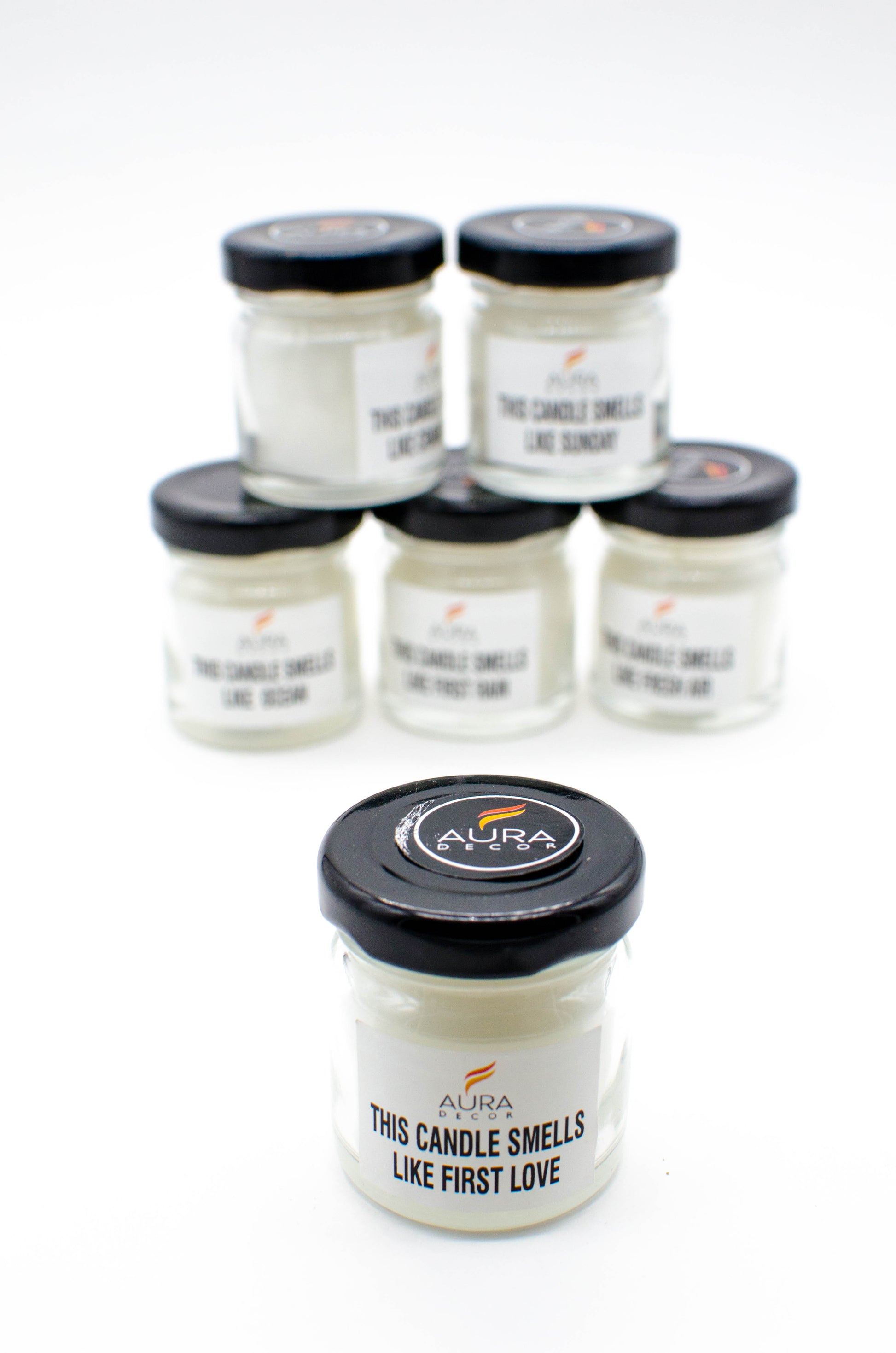 Set of 6 Small Jar Candles in Assorted Fragrances ( Burning Time 10 hours Each ) - auradecor.co.in