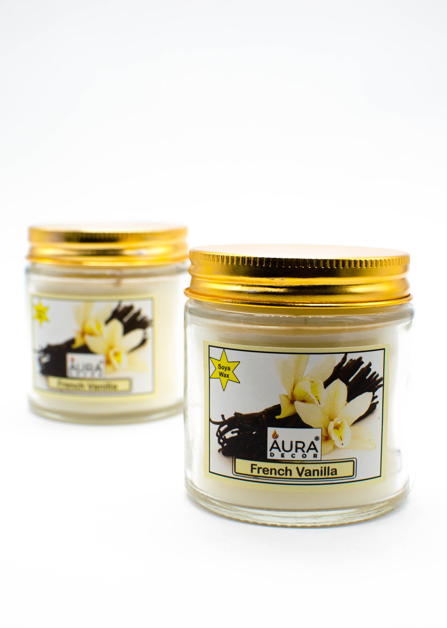 AuraDecor Pack of 2 Soy Wax French Vanilla Fragrance Candle - auradecor.co.in