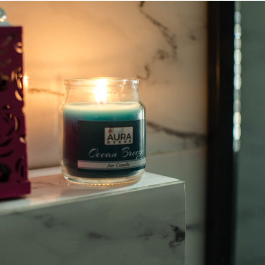 AuraDecor Buy 1 Get 1 Free Ocean Breeze Fragrance Jar Candles ( Burning Time 30 hours Each ) - auradecor.co.in