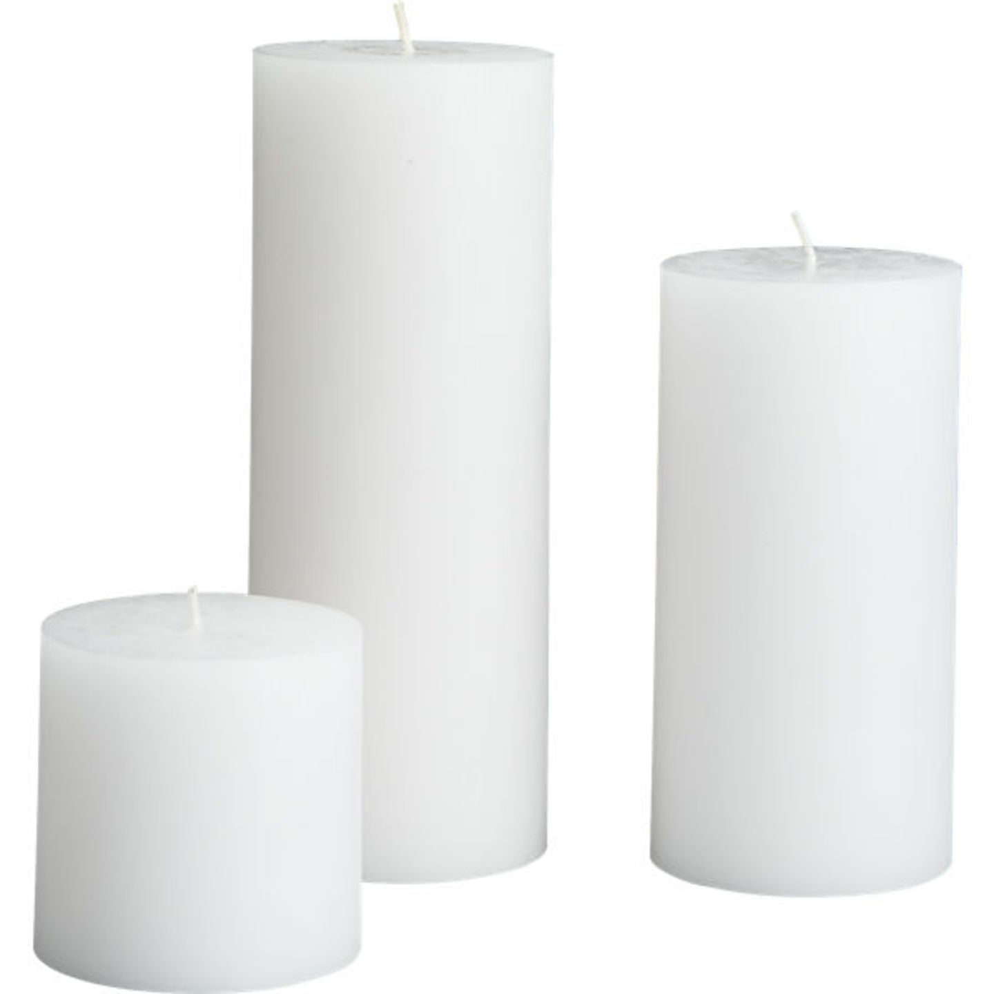 Set of 3 Pure White Unscented Smokeless Pillar Candles ( 3*3, 3*4, 3*6) - auradecor.co.in