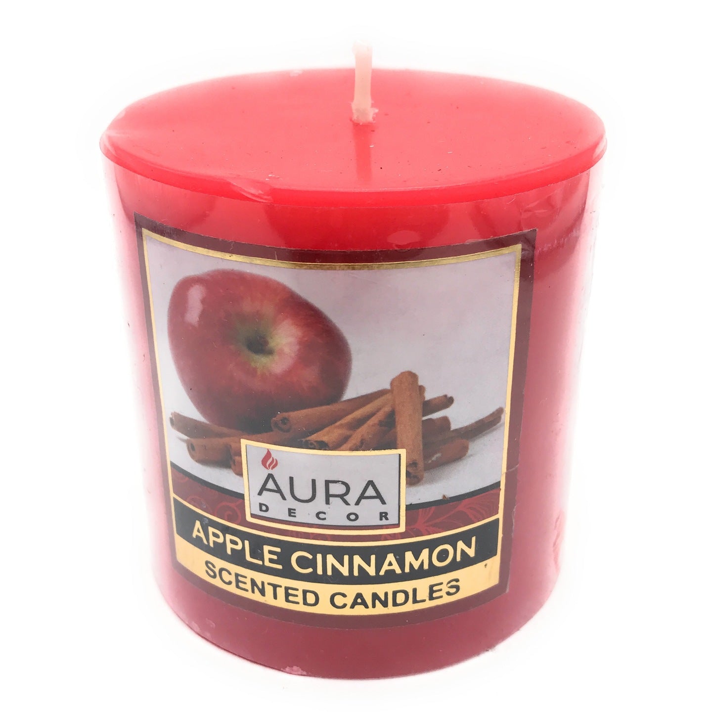 AuraDecor 3*3 Apple Cinnamon Scent Pillar Candle - auradecor.co.in